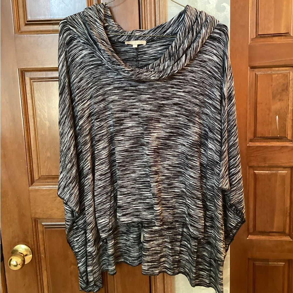 Joan Vass Black and Gray Cowl Neck Sweater